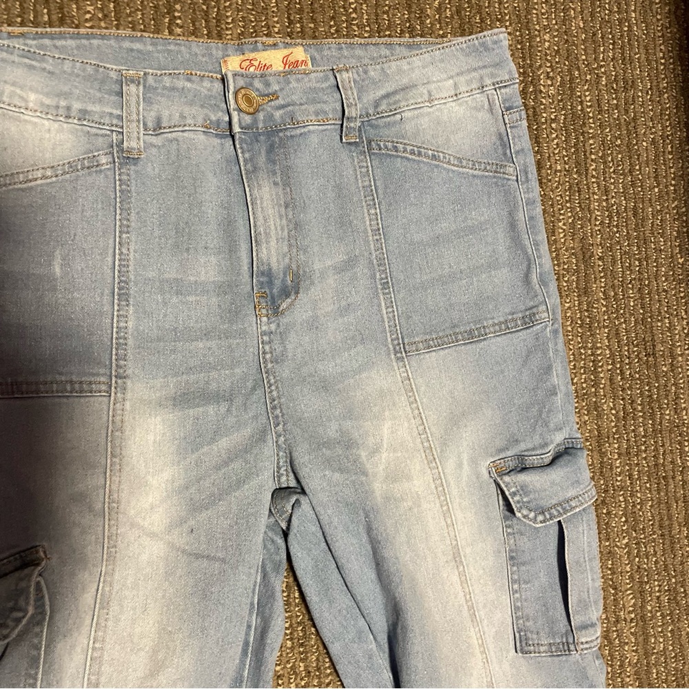 Light Blue Denim Cargo Jeans